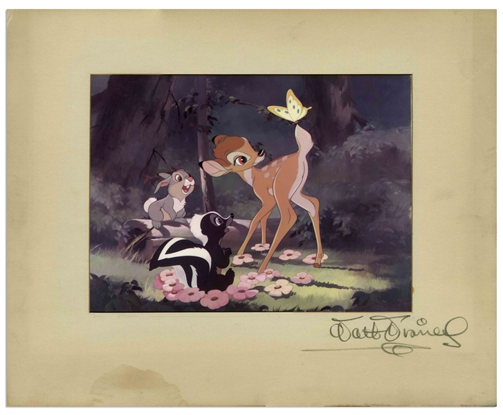 Walt Disney Signed Mat Showcasing a ''Bambi'' Dye Transfer Print